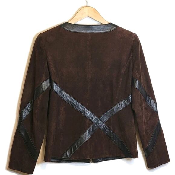 Nordstrom Studio 121 Brown Suede Leather Jacket Zip Front Long Sleeve Chic S - Picture 9 of 16